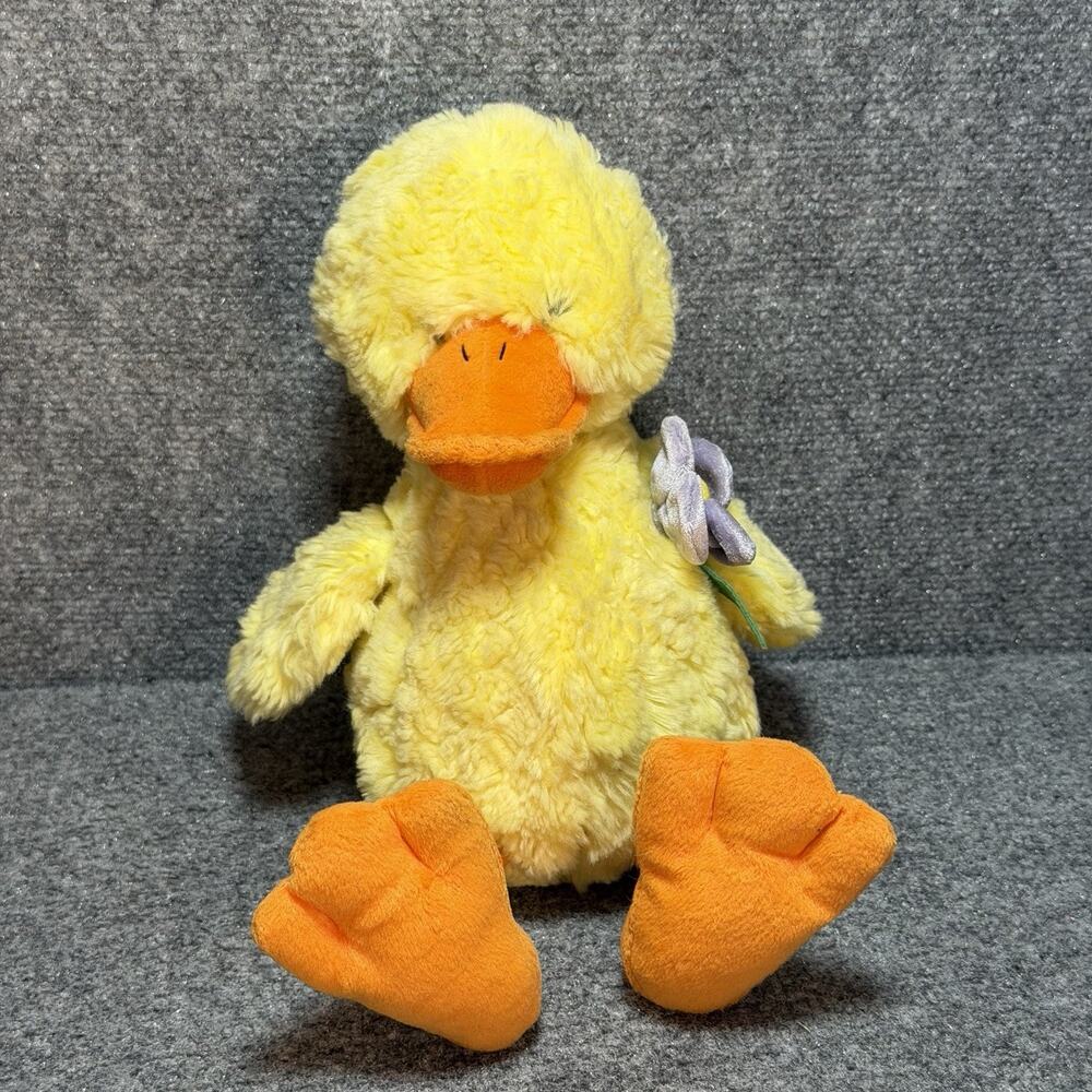 Vintage Gund Yellow Flower Duck Duckling Plush Stuffed Animal Soft Cuddly 12”